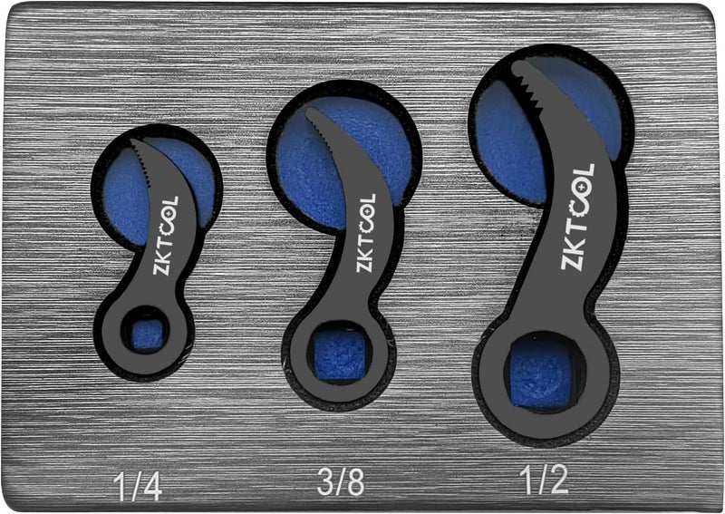 ZKTOOL 3PC Pry Bar Wrench Adaptor Head Kit,Crowbar Adapter Head Tools, The Square Outline Does Not Slip Easily, Includes 1/2" 3/8" 1/4" D 4pt (Square) Profile - Image 1